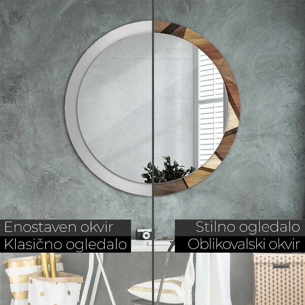 Round decorative mirror Geometric 3d wood