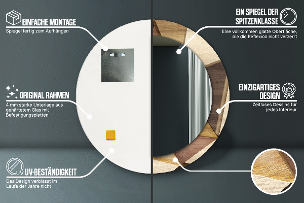 Round decorative mirror Geometric 3d wood