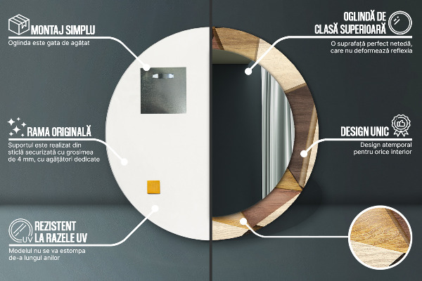 Round decorative mirror Geometric 3d wood