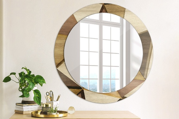Round decorative mirror Geometric 3d wood