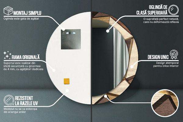 Round decorative mirror Geometric 3d wood