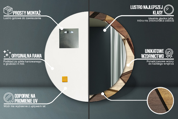 Round decorative mirror Geometric 3d wood