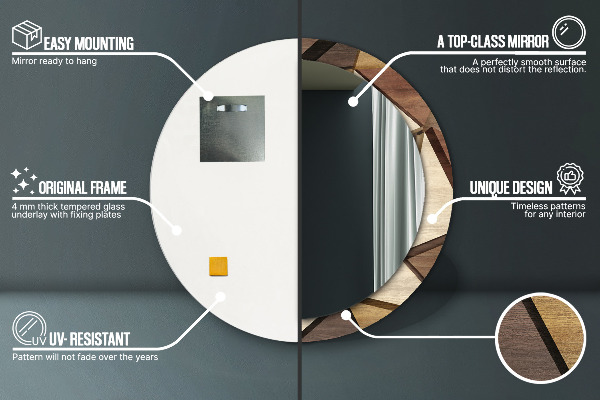 Round decorative mirror Geometric 3d wood