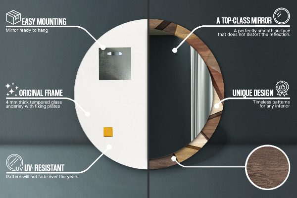 Round decorative mirror Geometric 3d wood