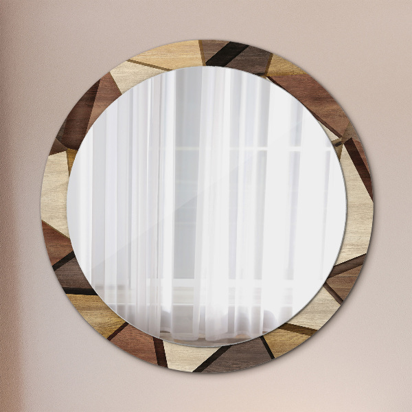 Round decorative mirror Geometric 3d wood