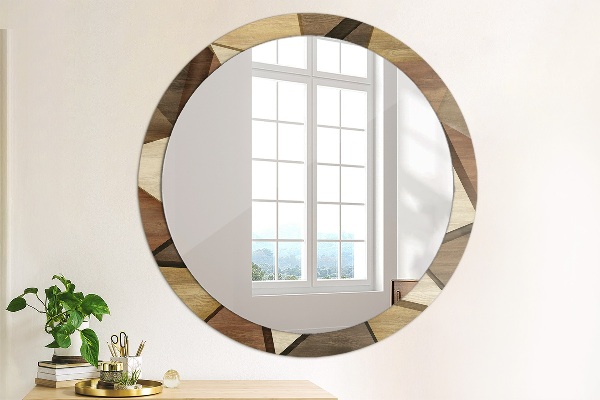 Round decorative mirror Geometric 3d wood