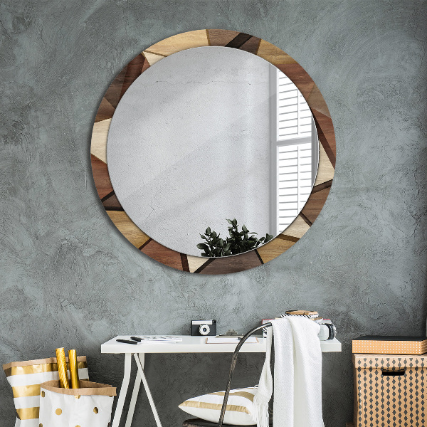 Round decorative mirror Geometric 3d wood