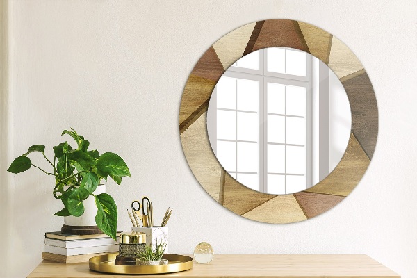 Round decorative mirror Geometric 3d wood