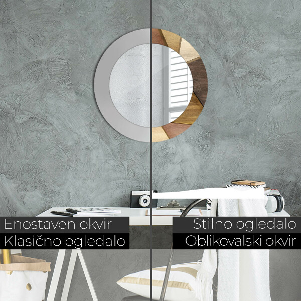 Round decorative mirror Geometric 3d wood