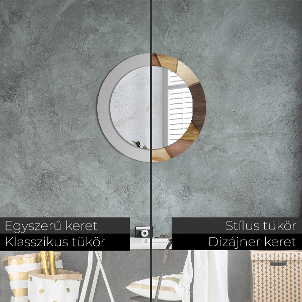 Round decorative mirror Geometric 3d wood