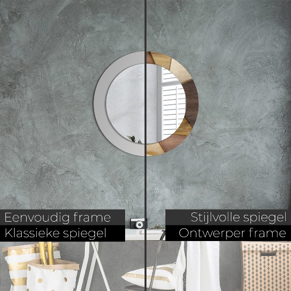 Round decorative mirror Geometric 3d wood