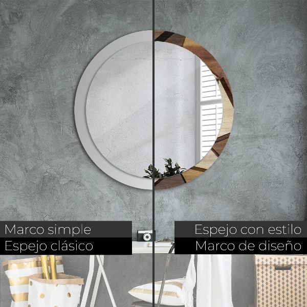 Round decorative mirror Geometric 3d wood