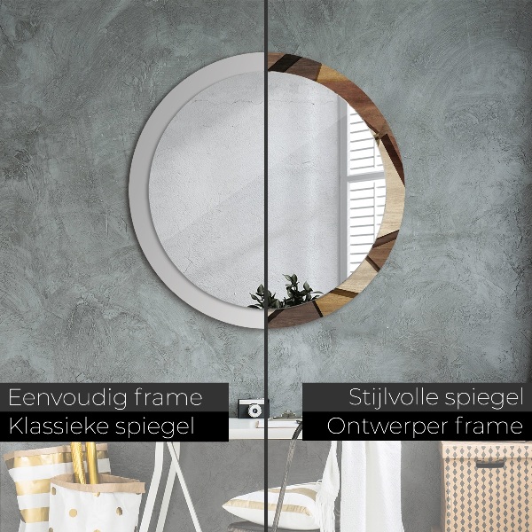 Round decorative mirror Geometric 3d wood