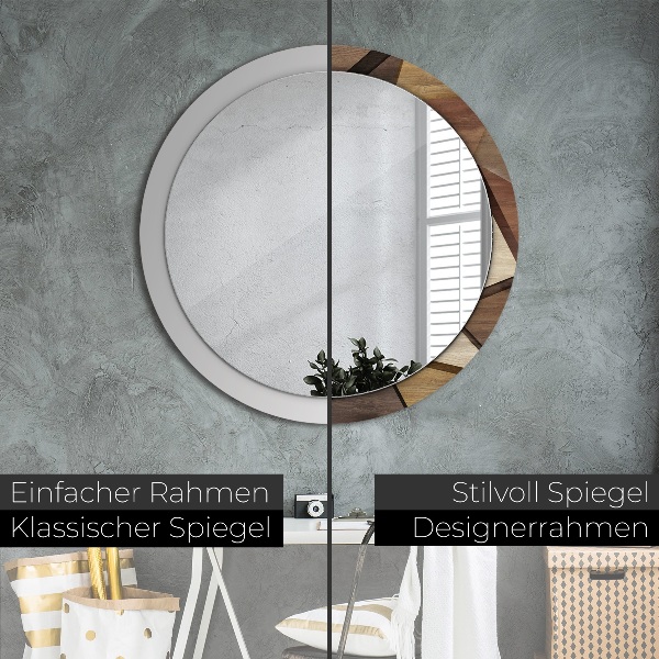 Round decorative mirror Geometric 3d wood