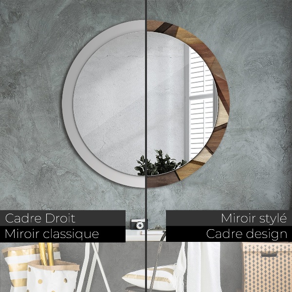 Round decorative mirror Geometric 3d wood