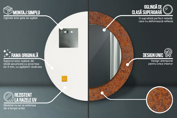 Round decorative mirror Rusty metal