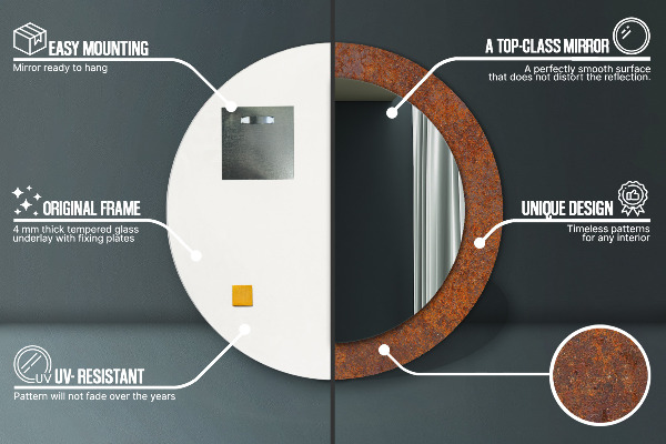 Round decorative mirror Rusty metal