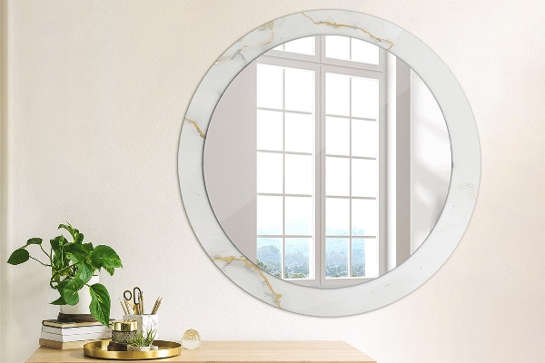 Round decorative mirror White golden marble