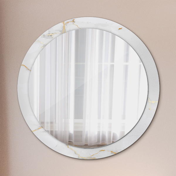 Round decorative mirror White golden marble