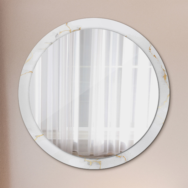 Round decorative mirror White golden marble
