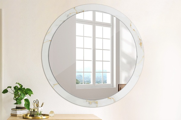 Round decorative mirror White golden marble