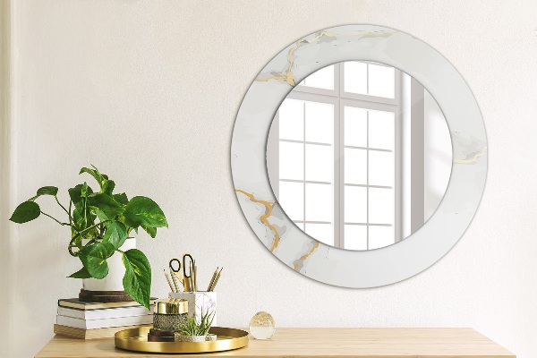 Round decorative mirror White golden marble