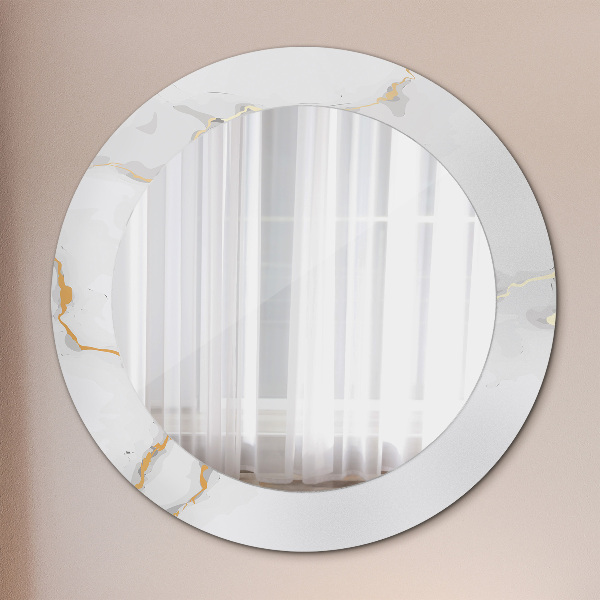 Round decorative mirror White golden marble