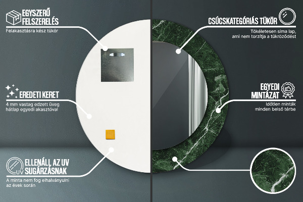 Round decorative mirror Green marble