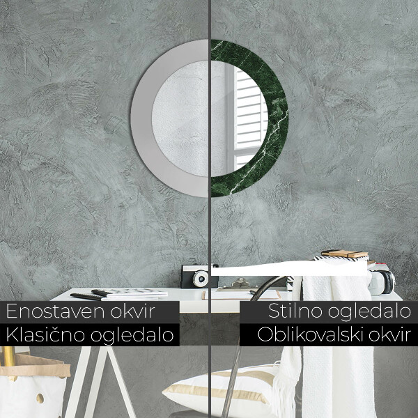 Round decorative mirror Green marble
