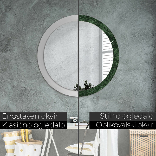 Round decorative mirror Green marble