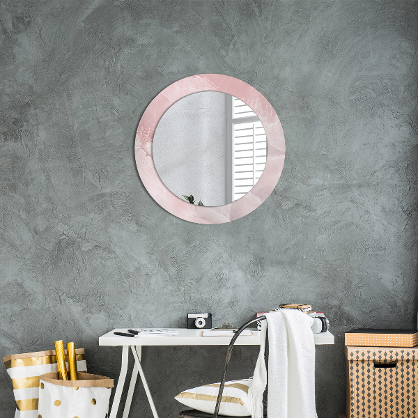 Round decorative mirror Pink stone