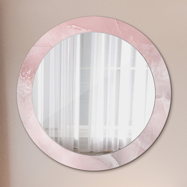 Round decorative mirror Pink stone