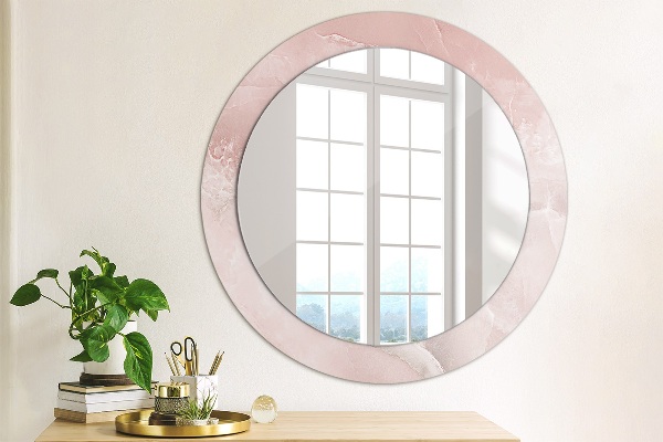 Round decorative mirror Pink stone