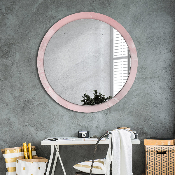 Round decorative mirror Pink stone