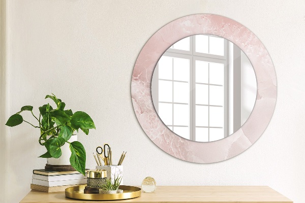 Round decorative mirror Pink stone