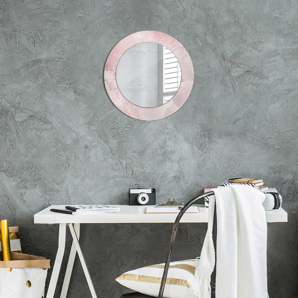 Round decorative mirror Pink stone