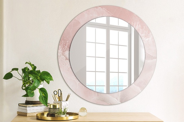 Round decorative mirror Pink stone