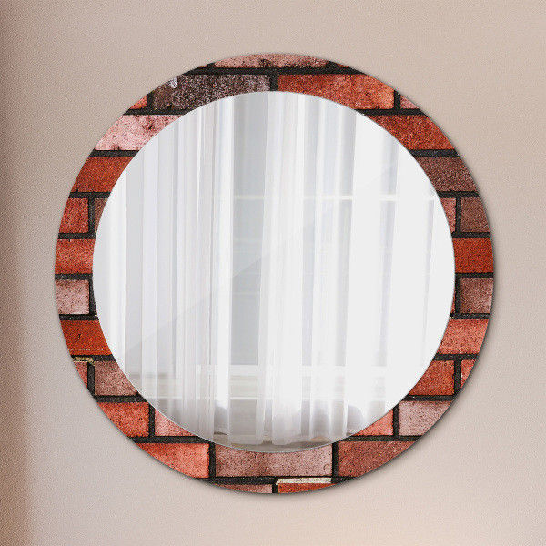 Round wall mirror decor Red brick