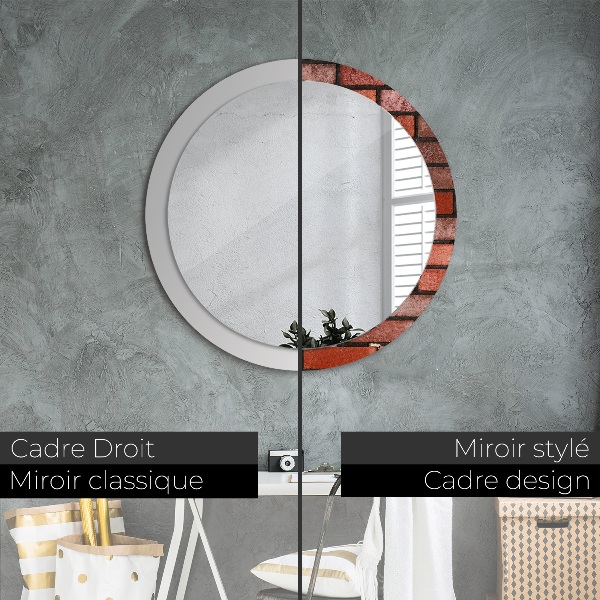Round wall mirror decor Red brick