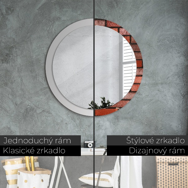 Round wall mirror decor Red brick