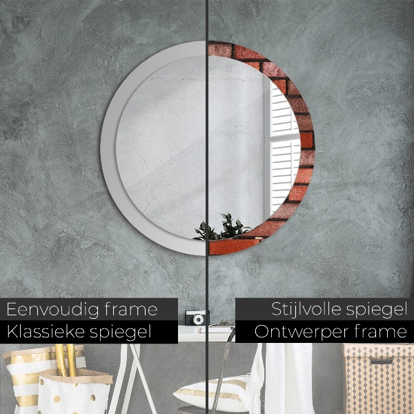 Round wall mirror decor Red brick
