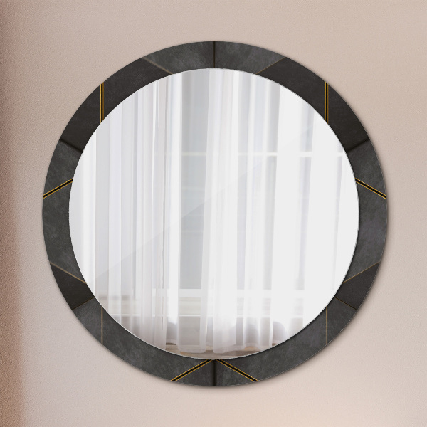 Round wall mirror decor Gray triangles