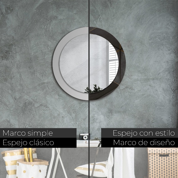 Round wall mirror decor Gray triangles