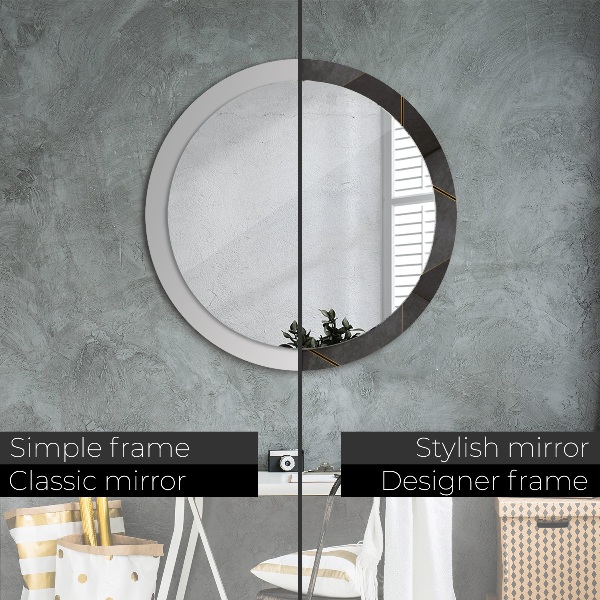 Round wall mirror decor Gray triangles
