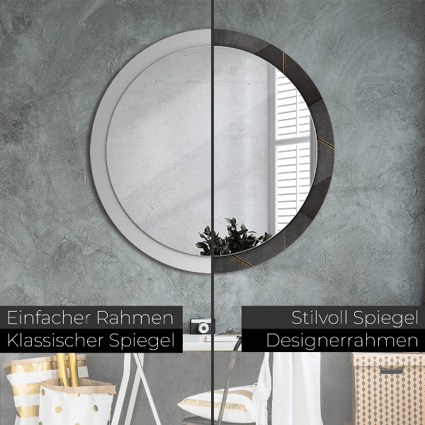 Round wall mirror decor Gray triangles