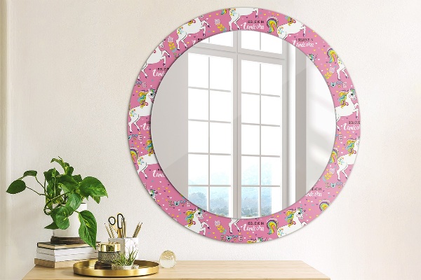 Round wall mirror decor Magic unicorn