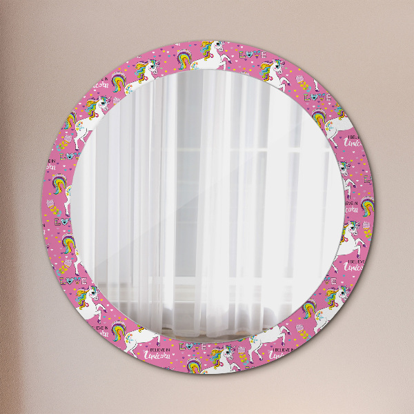 Round wall mirror decor Magic unicorn