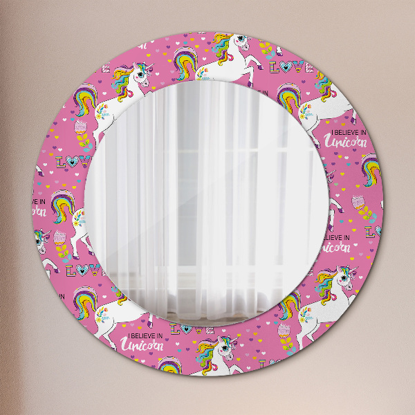 Round wall mirror decor Magic unicorn