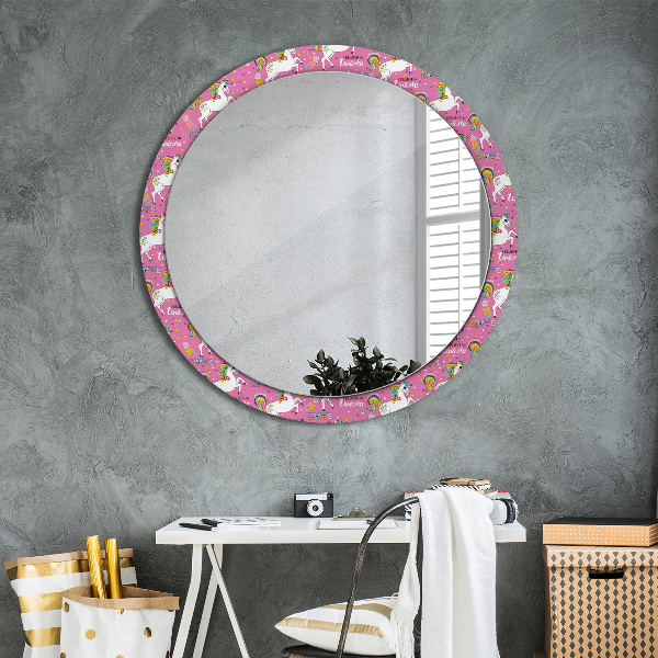 Round wall mirror decor Magic unicorn
