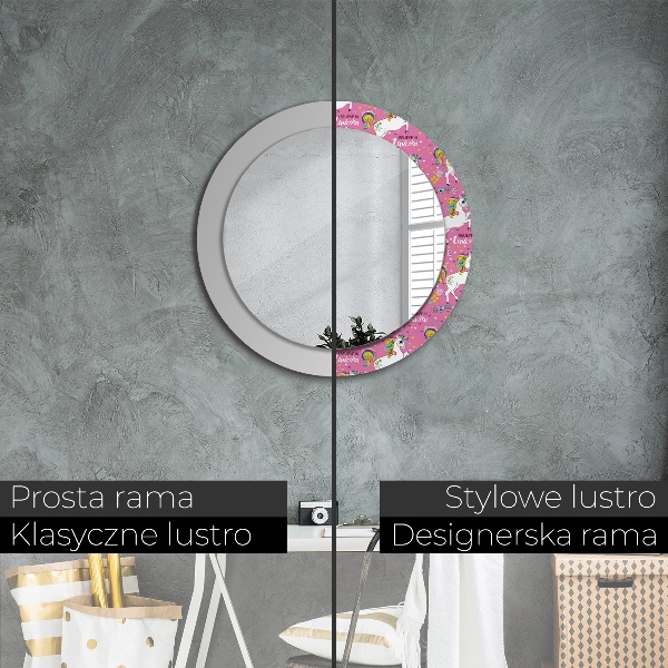 Round wall mirror decor Magic unicorn